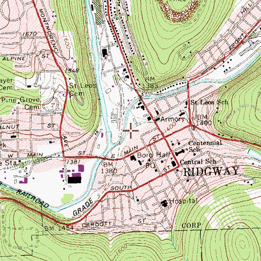 Topographic Map of Gallagher Run, PA