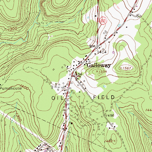 Topographic Map of Galloway, PA