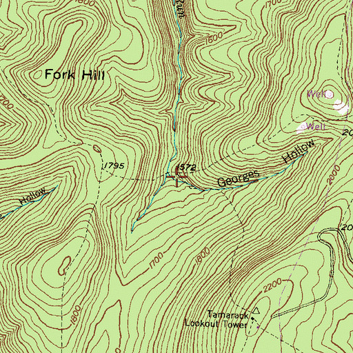 Topographic Map of Georges Hollow, PA