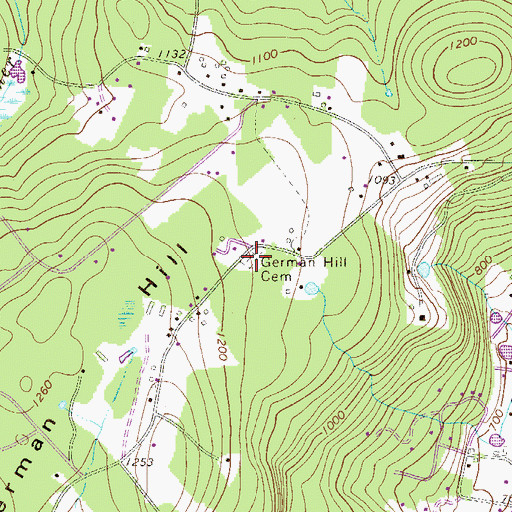 Topographic Map of German Hill Cemetery, PA