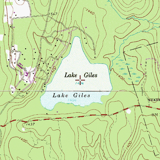 Topographic Map of Lake Giles, PA