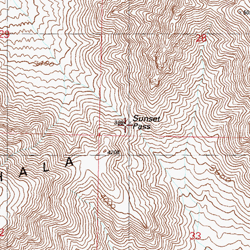 Topographic Map of Sunset Pass, AZ