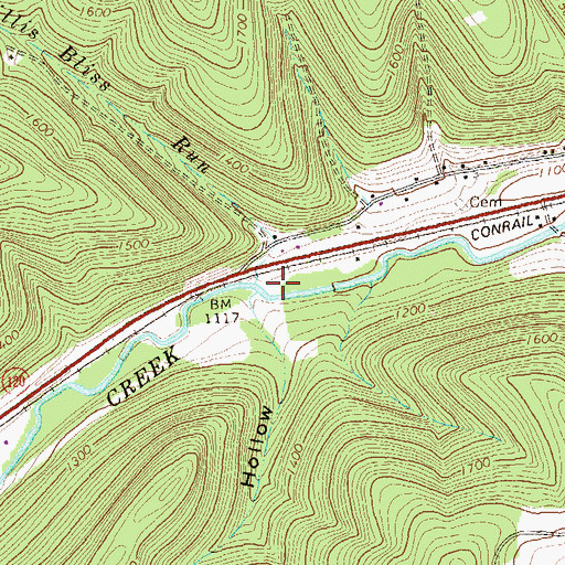 Topographic Map of Gillis Bliss Run, PA