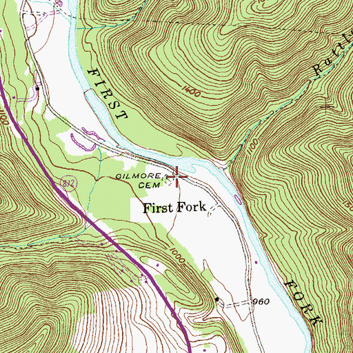Topographic Map of Gilmore Cemetery, PA