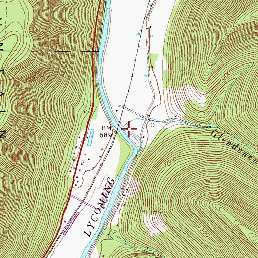 Topographic Map of Glendenen Run, PA