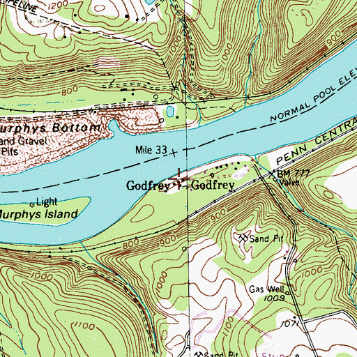Topographic Map of Godfrey, PA