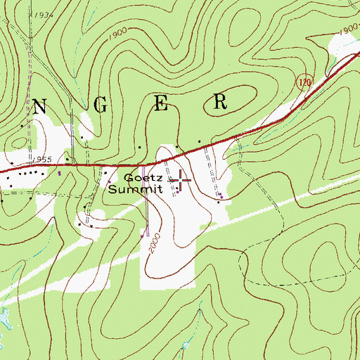 Topographic Map of Goetz Summit, PA