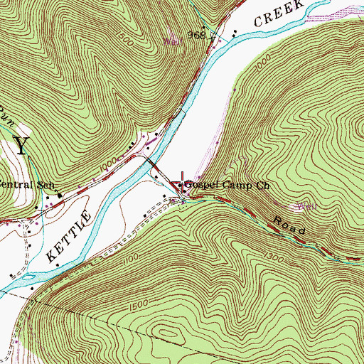 Topographic Map of Gospel Camp Church, PA