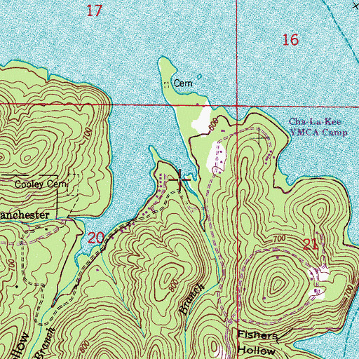 Topographic Map of Hayes Branch, AL