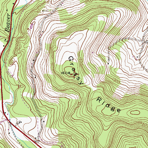 Topographic Map of Grassy Ridge, PA