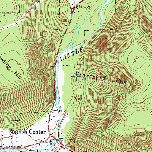 Topographic Map of Graveyard Run, PA
