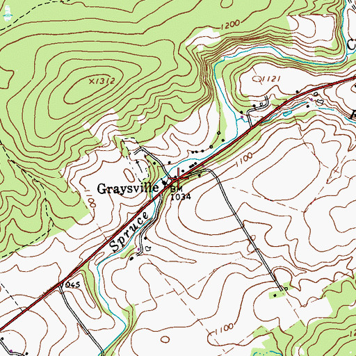 Topographic Map of Graysville, PA