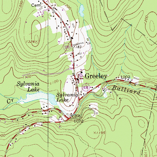 Topographic Map of Greeley, PA