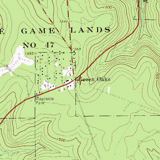 Topographic Map of Green Oaks, PA