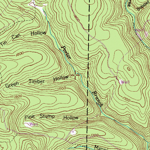 Topographic Map of Green Timber Hollow, PA