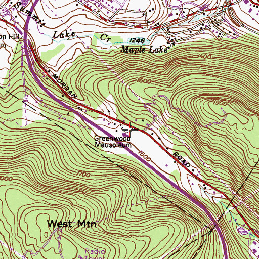 Topographic Map of Greenwood Mausoleum, PA