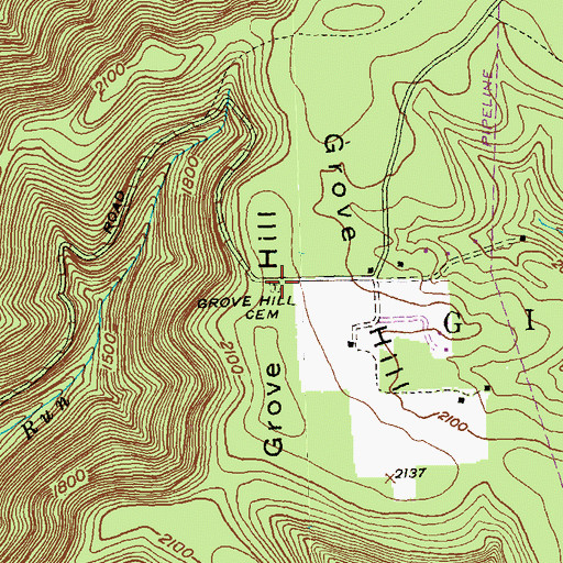 Topographic Map of Grove Hill Cemetery, PA