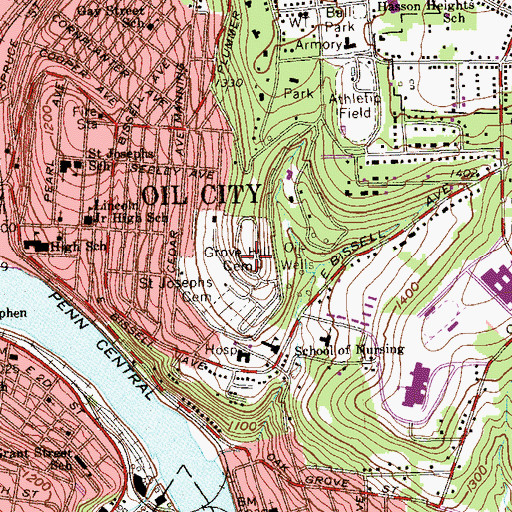 Topographic Map of Grove Hill Cemetery, PA