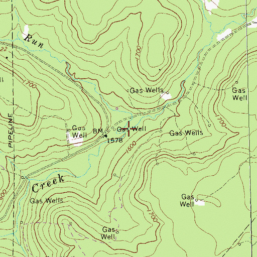 Topographic Map of Gurgling Run, PA