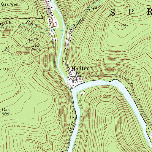 Topographic Map of Hallton, PA
