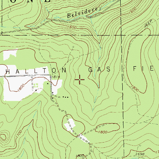 Topographic Map of Hallton Gas Field, PA