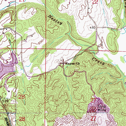 Topographic Map of Hayes Church, AL