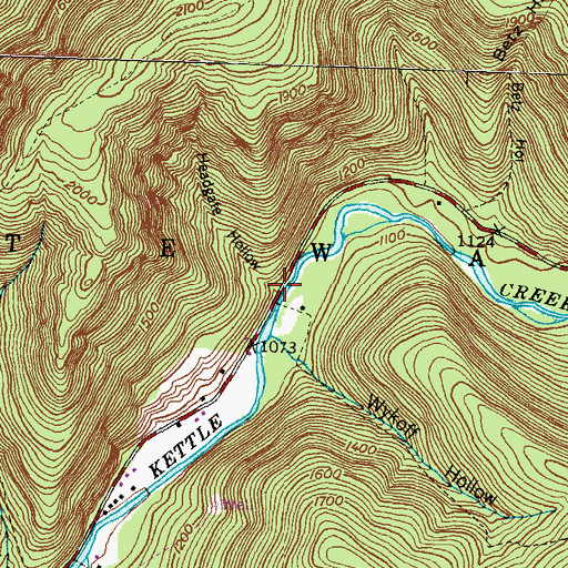 Topographic Map of Headgate Hollow, PA