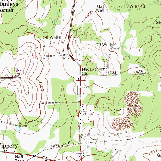 Topographic Map of Heckathorn Church, PA