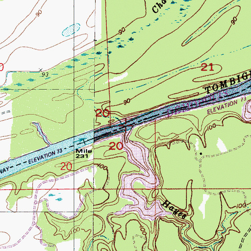 Topographic Map of Hayes Creek, AL