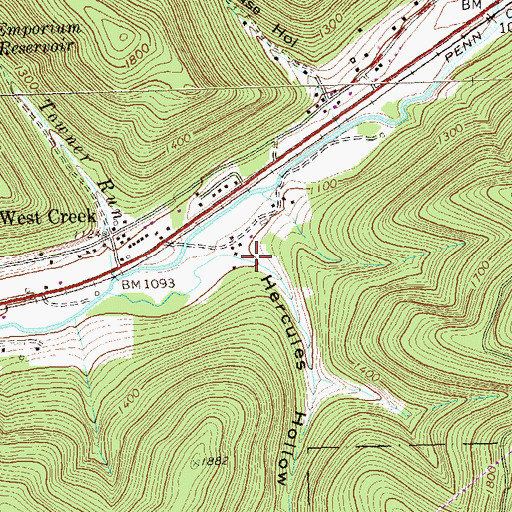 Topographic Map of Hercules Hollow, PA
