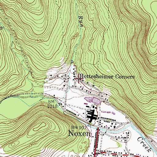 Topographic Map of Hettesheimer Corners, PA