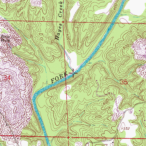 Topographic Map of Hayes Creek, AL