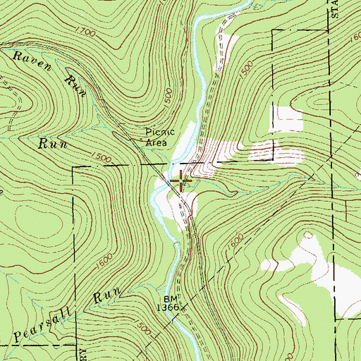 Topographic Map of Hill Run, PA