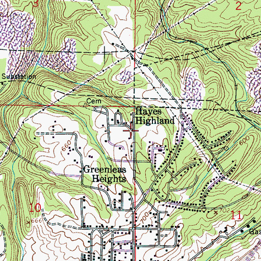 Topographic Map of Hayes Highland, AL