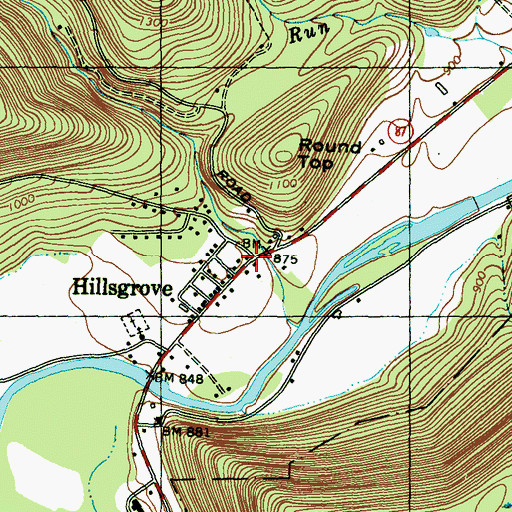 Topographic Map of Hillsgrove, PA