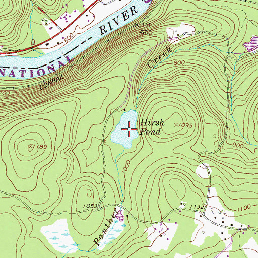 Topographic Map of Hirsh Pond, PA