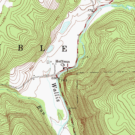 Topographic Map of Hoffman Church, PA