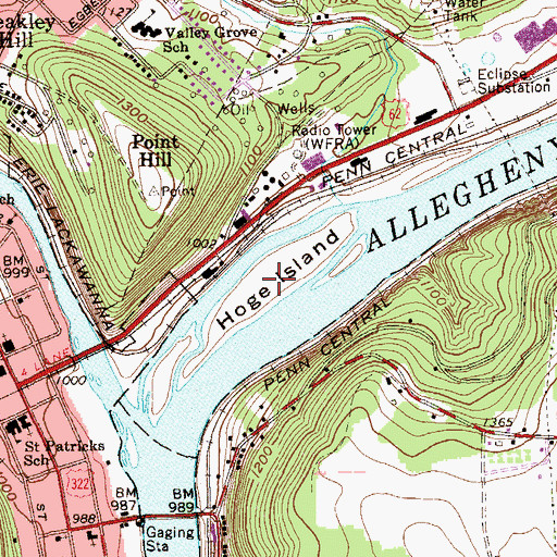 Topographic Map of Hoge Island, PA