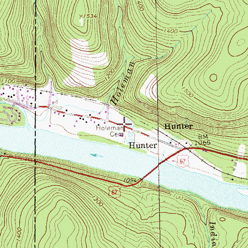 Topographic Map of Holeman Cemetery, PA