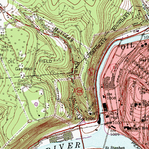 Topographic Map of Holiday Run, PA