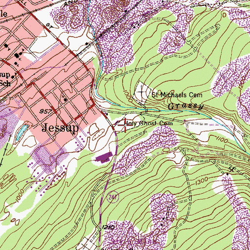 Topographic Map of Holy Ghost Cemetery, PA