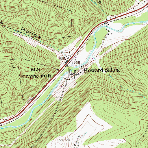 Topographic Map of Howard Siding, PA