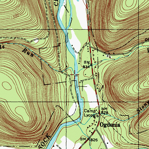 Topographic Map of Huckle Run, PA