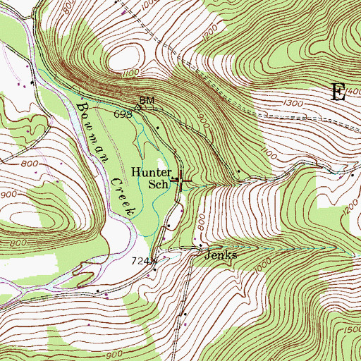 Topographic Map of Hunter School, PA