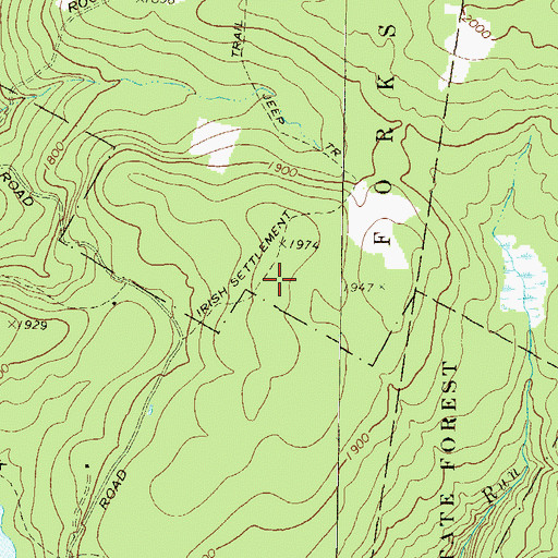 Topographic Map of Irish Settlement Trail, PA