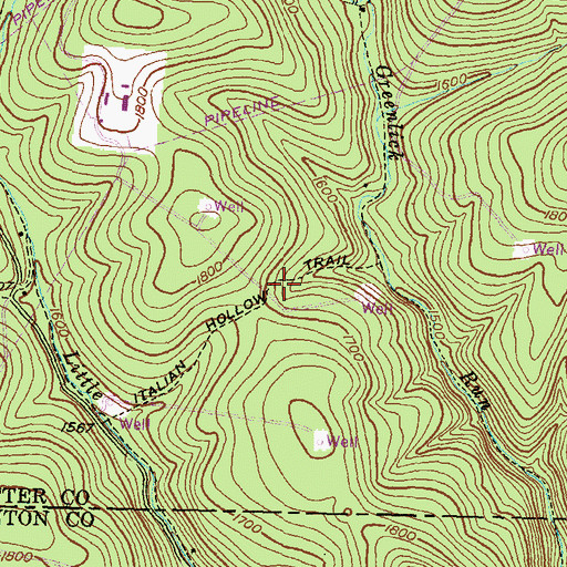 Topographic Map of Italian Hollow Trail, PA