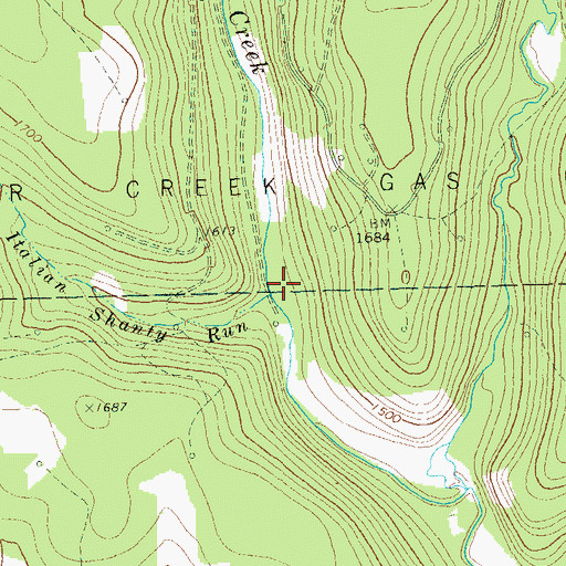 Topographic Map of Italian Shanty Run, PA