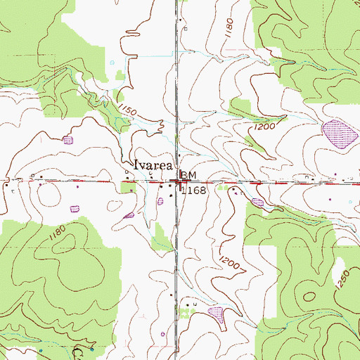 Topographic Map of Ivarea, PA