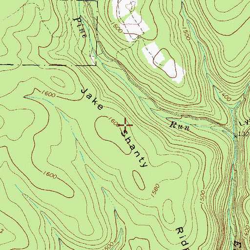 Topographic Map of Jake Shanty Ridge, PA