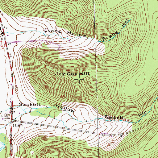 Topographic Map of Jay Cox Hill, PA